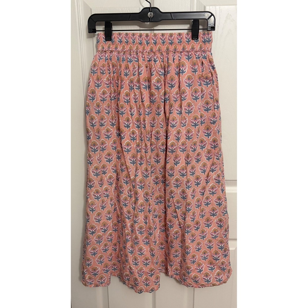 Marea by Liz Joy | Beautiful Peach Pink Floral Lined Skirt Sz XS - Picture 2 of 8